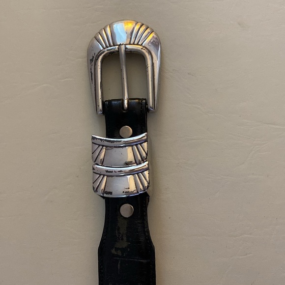 NADIN USA vintage leather belt, Circ. 1990’s genuine leather. Silver tone buckle - Picture 4 of 12